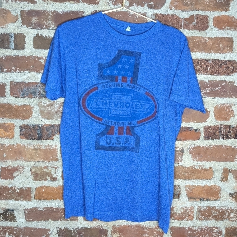 Pacific Medium Heather Blue Chevrolet Short Sleeve Crew Neck Cotton Blend Tshirt